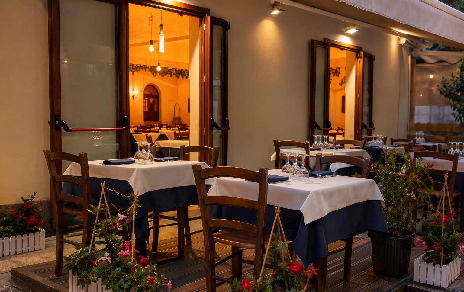 L'ingresso e la sala della trattoria